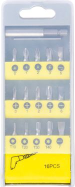 Bit Set Strend Pro BS2877, 16-piece + bit holder