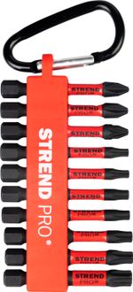 Bit készlet Strend Pro Premium, PH, PZ, TORX, S2 szilárdság, 1/4", 50mm, 10 részes