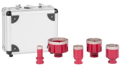 Dry diamond drill set Strend Pro Premium, DCB11S5, 20-35-45-55-72 mm, M14, diamond core hole drills,