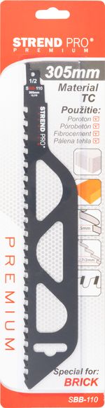 Reciprocating Saw Blade Strend Pro Premium SBB-110, 305/1.5 mm, for aerated concrete, brick, S1243HM
