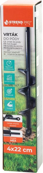 Auger Strend Pro, for ground, for screwdriver, 4x22 cm