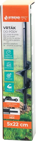 Auger Strend Pro, for ground, for screwdriver, 5x22 cm