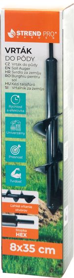 Auger Strend Pro, for ground, for screwdriver, 8x35 cm