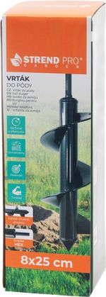 Auger Strend Pro, for ground, for screwdriver, 8x25 cm