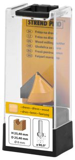Wood Router Bit Strend Pro S8 mm, YC1308, for top router, D25.40 H25.40, 90°
