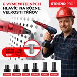 Fúrófej toldalék Strend Pro Premium, 1/4", 2,4 - 6,4 mm szegecselő, szakítószegecsekhez, bőröndben