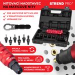 Adapter Strend Pro Premium, fúróhoz, 1/4", M3 - M10, szegecselő, anyacsavar szegecsekhez, kofferben