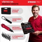 Adapter Strend Pro Premium, fúróhoz, 1/4", M3 - M10, szegecselő, anyacsavar szegecsekhez, kofferben