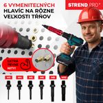 Fúrófej toldalék Strend Pro Premium, 1/4", M3 - M10, szegecselő, anyaszegecsekhez, bőröndben
