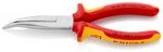 Pliers KNIPEX 26 26 200, 200mm, half-round, bent, narrow, CrV, VDE 1000V