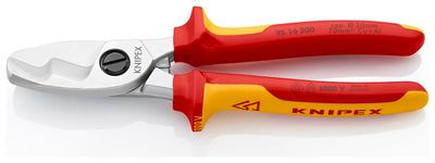 Nožnice káblové KNIPEX 95 16 200, kliešte, 200 mm, do 20mm/70mm2, dvojity brit, VDE