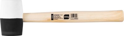 Strend Pro HM232 560 g, gumikalapács, BlackWhiteHead, fanyéllel