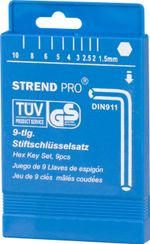 Strend Pro HK0212 csavarkulcs készlet, 9 részes, hatlapfejű S1, csőkulcs, imbuszkulcs