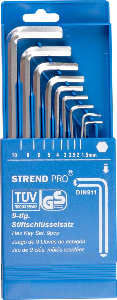 Strend Pro HK0212 csavarkulcs készlet, 9 részes, hatlapfejű S1, csőkulcs, imbuszkulcs
