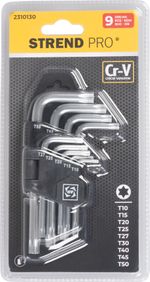 Wrench Set Strend Pro HK0042, 9-piece, T10-T50, Torx, L-key