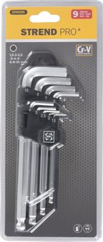 Wrench Set Strend Pro HK0045, 9-piece, Hex, L-key, Allen with ball end