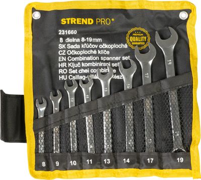 Wrench Set Strend Pro HR31583, combination, 8-piece, Cr-V, 8-19 mm