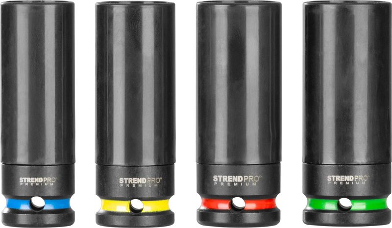 Sada hlavíc Strend Pro Premium, 4 dielna, CrV, 17-19-21-22 mm,