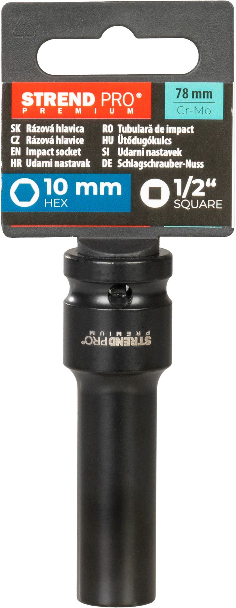Nadstavec Strend Pro Premium, rázový, predĺžený, 1/2", 6-hran, CrMO, 10 mm