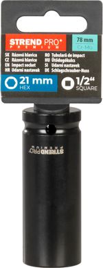 Extension Strend Pro Premium, impact, extended, 1/2", hex, CrMO, 21 mm