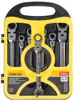 Kulcs készlet Strend Pro CSS819, 7 részes, csillag-villás, csuklós racsnis, 8-19 mm