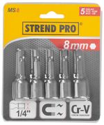 Fej Strend Pro MS84, mágneses, 8 mm, 1/4", mágneses bittartó, 5 db-os csomag
