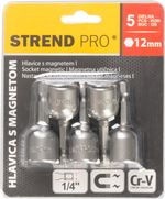 Fej Strend Pro MS84, mágneses, 12 mm, 1/4", mágneses bittartó, 5 db-os csomag