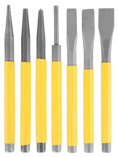 Punch & Chisel set 7pcs Strend Pro, 
3x chisel flat
2x centre punch
2x punch
