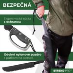 Bozótvágó Strend Pro Tactical, tokkal, fűrésszel, kézvédelemmel, fekete, 61 cm