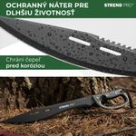 Bozótvágó Strend Pro Tactical, tokkal, fűrésszel, kézvédelemmel, fekete, 61 cm