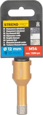 Gyémánt koronafúró Strend Pro, gyémánt, korona, M14, 12 mm