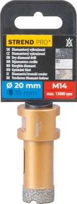 Magfúró Strend Pro, gyémánt, korona, M14, 20 mm