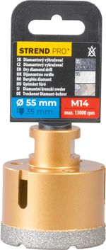 Gyémánt koronafúró Strend Pro, gyémánt, korona, M14, 55 mm