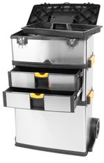 Box Strend Pro TBx3042-F, for tools, on wheels with handle, stainless steel, max. 36 kg