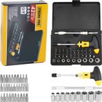 Bit and Socket Set YF40085, 42-piece, with T-handle screwdriver and flexible extension, Cr-V
