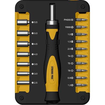 Bit és dugókulcs készlet Strend Pro WT536, 18 részes, csavarhúzóval