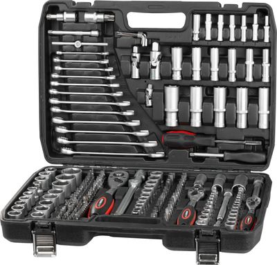 Sada náradia Strend Pro S221, 215 dielna, v kufri, 1/2"+1/4"+3/8"