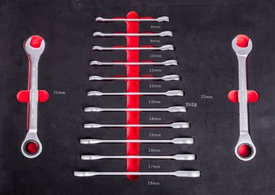 Fiók Strend Pro S239, 13 részes, racsnis villás villáskulcs, műhelykocsihoz