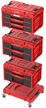 Doboz QBRICK® System ONE Workshop Red - Cart, 3x szerszámos doboz, 4 részes szerszámos doboz készlet