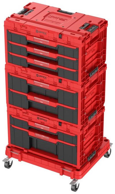Box QBRICK® System ONE Workshop Red - Cart, 3x Toolbox, 4-piece set of tool boxes