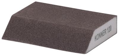 Sponge KONNER G120, sanding, 125x90x65x25 mm, beveled