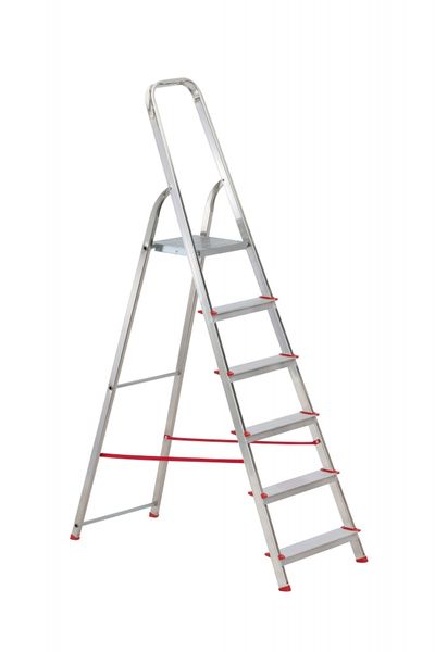 Schodíky ALVE EUROSTYL HOBBY 2916 6 stupienkové, červené, 198 cm, nosn. 120 kg