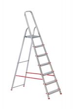 Stepladder ALVE EUROSTYL HOBBY 2917 7-step, red, 221 cm, load capacity 120 kg