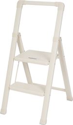 Schodíky Strend Pro, skladacie, 2 stupienkové, s madlom, krémové