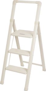 Schodíky Strend Pro, skladacie, 3 stupienkové, s madlom, krémové