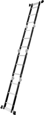 Létra Strend Pro, univerzális, alumínium/acél, 4x3 fokos PRO, platformmal