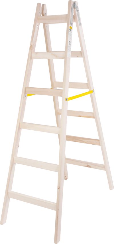 Ladder Strend Pro, 6-step, double, painted, wooden, 1.90 m, max. 150 kg