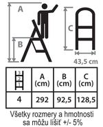 Létra Strend Pro LFD140, 4 fokos, acél, EN14183, teherbírás 150 kg