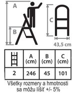 Step Stool Strend Pro LFT105, 2-step, steel, EN14183, load capacity 150 kg