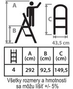 Lépcsőfok Strend Pro LFT160, 4 fokos fellépő, acél, EN14183, teherbírás 150 kg